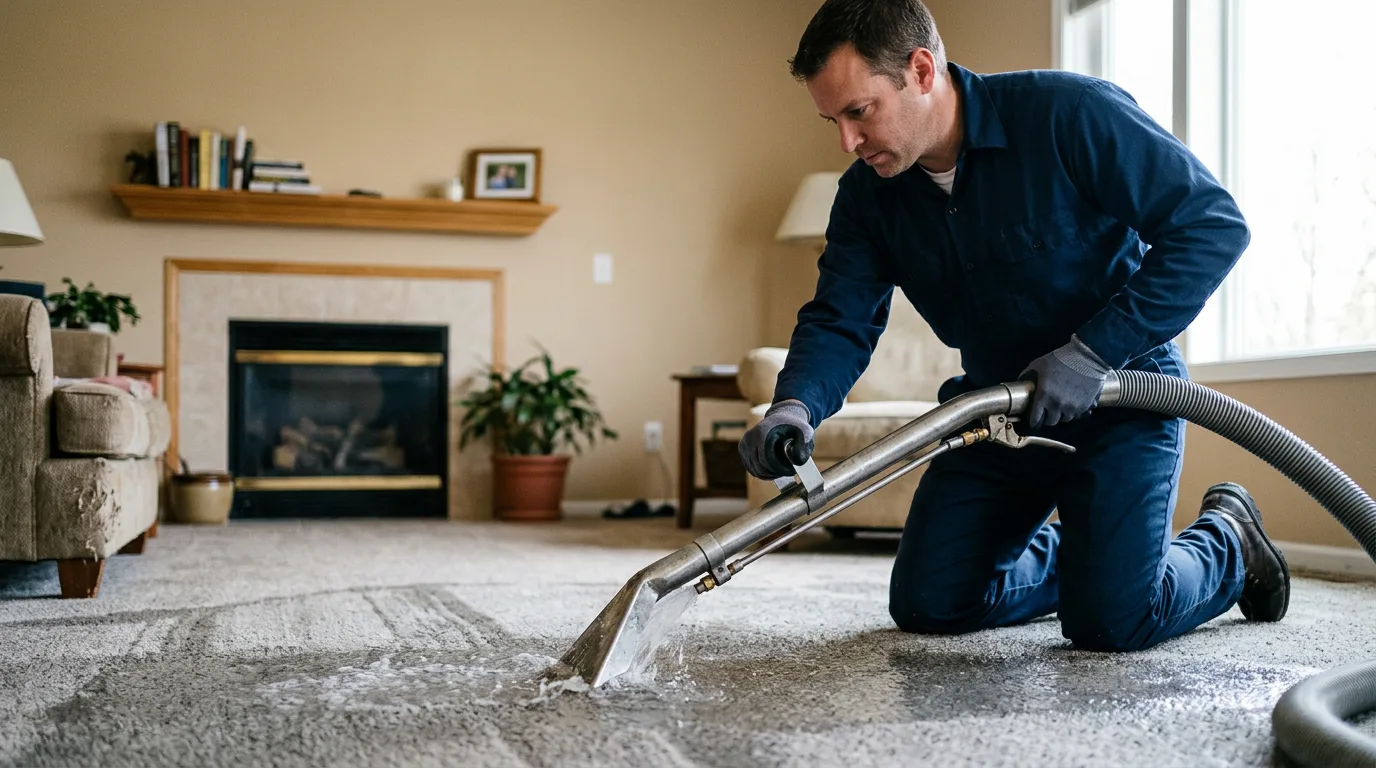 Water damage restoration technician working near Carrollton, AL
